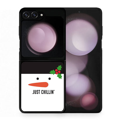 Θήκη Samsung Galaxy Z Flip5 Christmas Chillin από τη Smartfits με σχέδιο στο πίσω μέρος και μαύρο περίβλημα | Samsung Galaxy Z Flip5 Christmas Chillin case with colorful back and black bezels