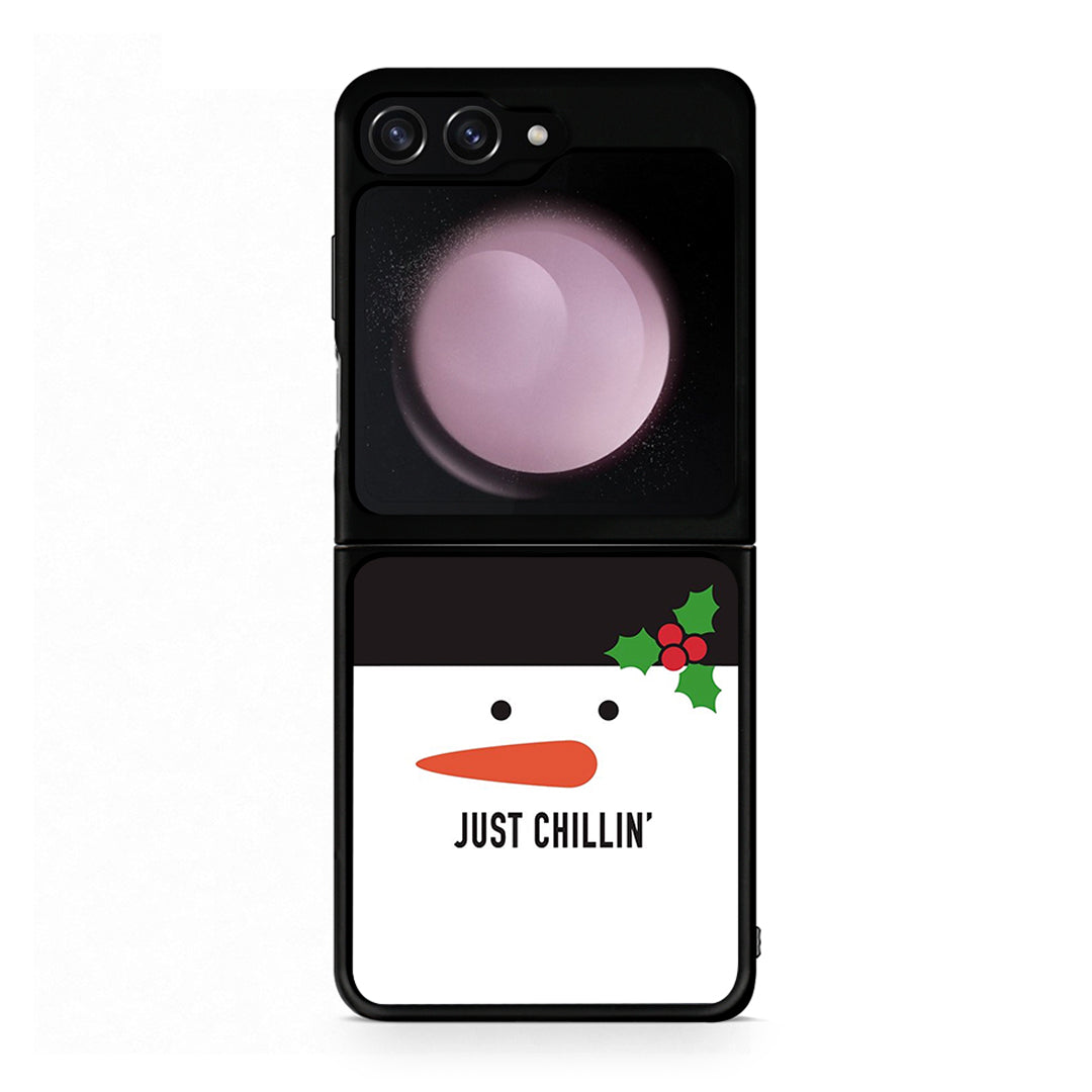 Samsung Galaxy Z Flip5 Christmas Chillin θήκη από τη Smartfits με σχέδιο στο πίσω μέρος και μαύρο περίβλημα | Smartphone case with colorful back and black bezels by Smartfits