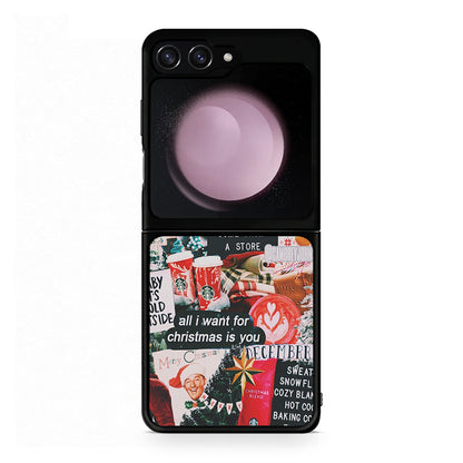 Samsung Galaxy Z Flip5 Christmas Happiness θήκη από τη Smartfits με σχέδιο στο πίσω μέρος και μαύρο περίβλημα | Smartphone case with colorful back and black bezels by Smartfits