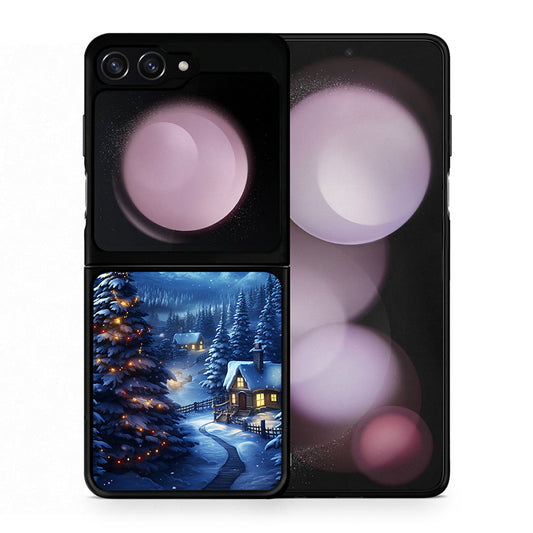 Θήκη Samsung Galaxy Z Flip5 Christmas Scenery από τη Smartfits με σχέδιο στο πίσω μέρος και μαύρο περίβλημα | Samsung Galaxy Z Flip5 Christmas Scenery case with colorful back and black bezels