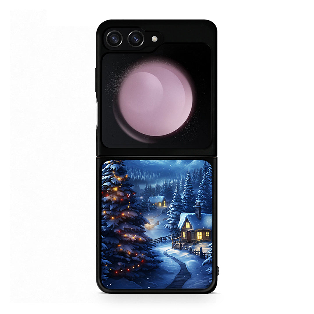 Samsung Galaxy Z Flip5 Christmas Scenery θήκη από τη Smartfits με σχέδιο στο πίσω μέρος και μαύρο περίβλημα | Smartphone case with colorful back and black bezels by Smartfits