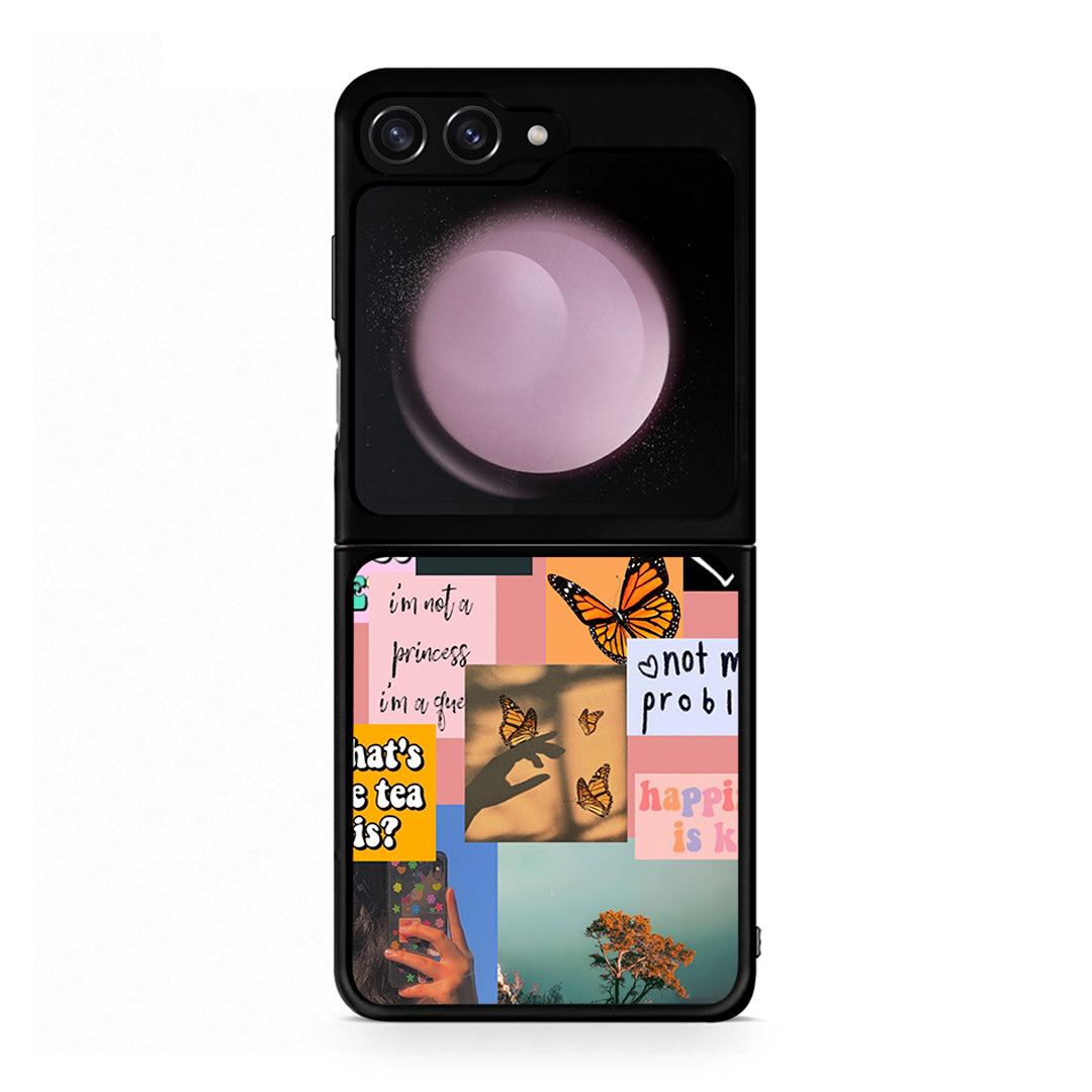 Samsung Galaxy Z Flip5 Collage Bitchin Θήκη Αγίου Βαλεντίνου από τη Smartfits με σχέδιο στο πίσω μέρος και μαύρο περίβλημα | Smartphone case with colorful back and black bezels by Smartfits