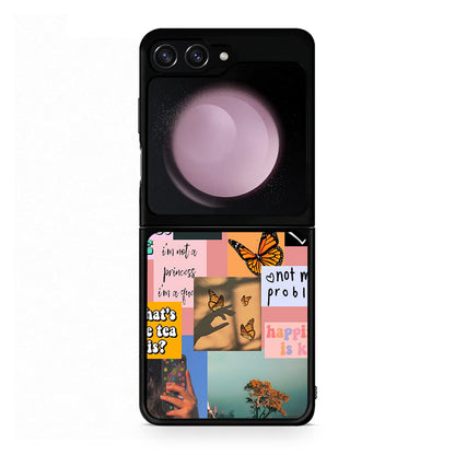 Samsung Galaxy Z Flip5 Collage Bitchin Θήκη Αγίου Βαλεντίνου από τη Smartfits με σχέδιο στο πίσω μέρος και μαύρο περίβλημα | Smartphone case with colorful back and black bezels by Smartfits