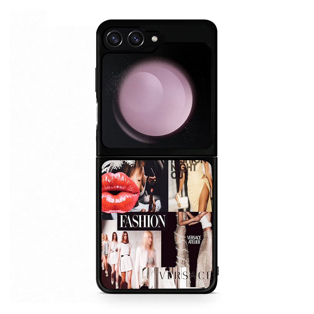 Samsung Galaxy Z Flip5 Collage Fashion Θήκη Αγίου Βαλεντίνου από τη Smartfits με σχέδιο στο πίσω μέρος και μαύρο περίβλημα | Smartphone case with colorful back and black bezels by Smartfits