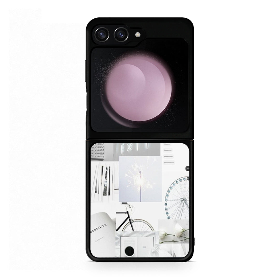 Samsung Galaxy Z Flip5 Collage Make Me Wonder Θήκη Αγίου Βαλεντίνου από τη Smartfits με σχέδιο στο πίσω μέρος και μαύρο περίβλημα | Smartphone case with colorful back and black bezels by Smartfits