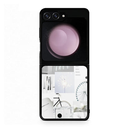 Samsung Galaxy Z Flip5 Collage Make Me Wonder Θήκη Αγίου Βαλεντίνου από τη Smartfits με σχέδιο στο πίσω μέρος και μαύρο περίβλημα | Smartphone case with colorful back and black bezels by Smartfits