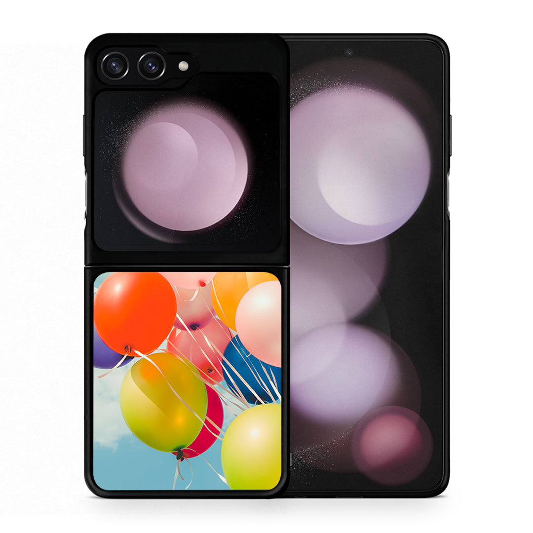 Θήκη Samsung Galaxy Z Flip5 Colorful Balloons από τη Smartfits με σχέδιο στο πίσω μέρος και μαύρο περίβλημα | Samsung Galaxy Z Flip5 Colorful Balloons case with colorful back and black bezels