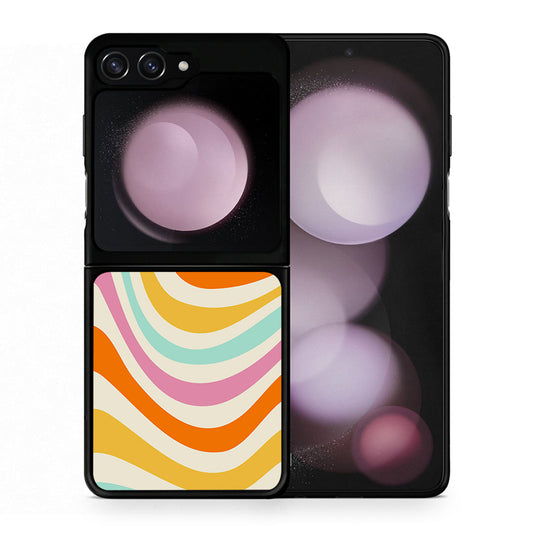 Θήκη Samsung Galaxy Z Flip5 Colourful Waves από τη Smartfits με σχέδιο στο πίσω μέρος και μαύρο περίβλημα | Samsung Galaxy Z Flip5 Colourful Waves case with colorful back and black bezels