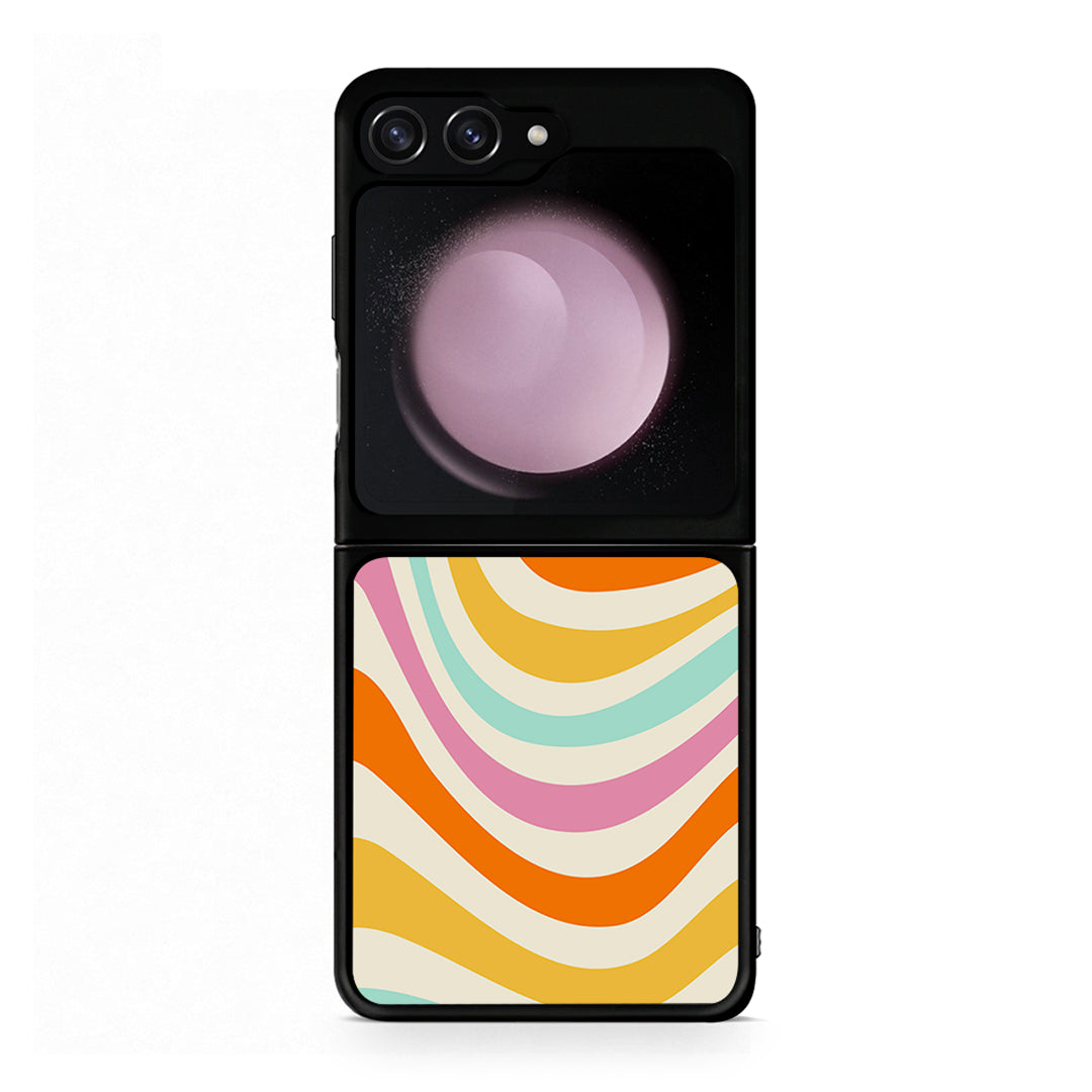 Samsung Galaxy Z Flip5 Colourful Waves θήκη από τη Smartfits με σχέδιο στο πίσω μέρος και μαύρο περίβλημα | Smartphone case with colorful back and black bezels by Smartfits