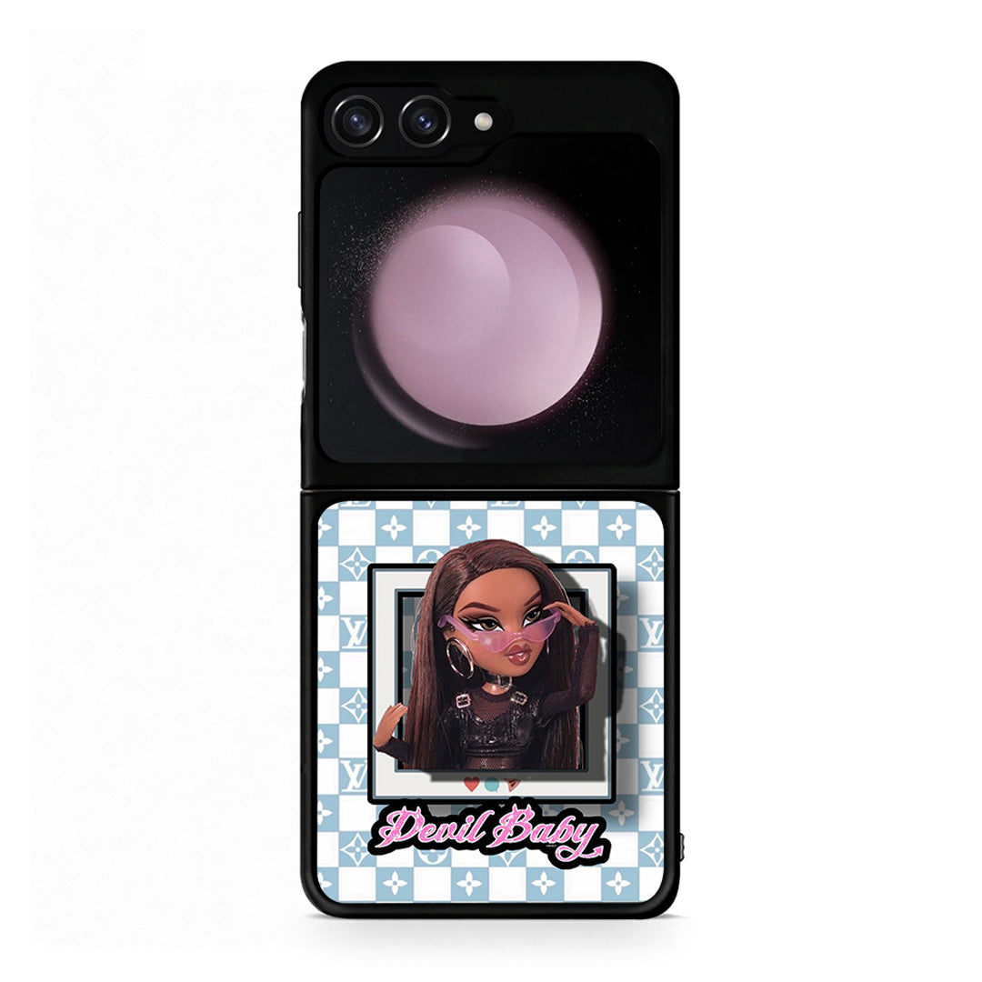 Samsung Galaxy Z Flip5 Devil Baby Θήκη Αγίου Βαλεντίνου από τη Smartfits με σχέδιο στο πίσω μέρος και μαύρο περίβλημα | Smartphone case with colorful back and black bezels by Smartfits
