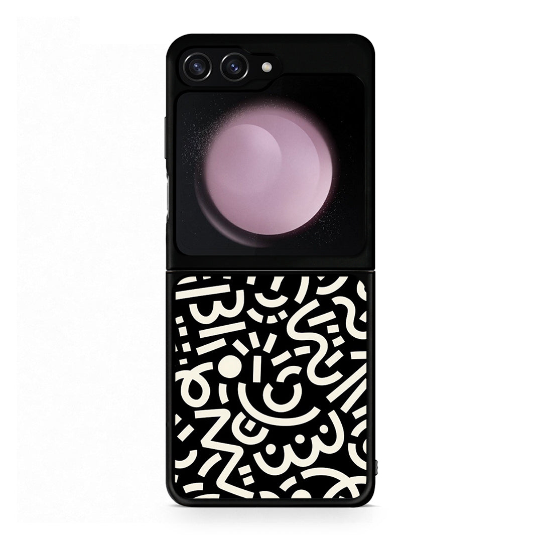 Samsung Galaxy Z Flip5 Doodle Art Θήκη από τη Smartfits με σχέδιο στο πίσω μέρος και μαύρο περίβλημα | Smartphone case with colorful back and black bezels by Smartfits