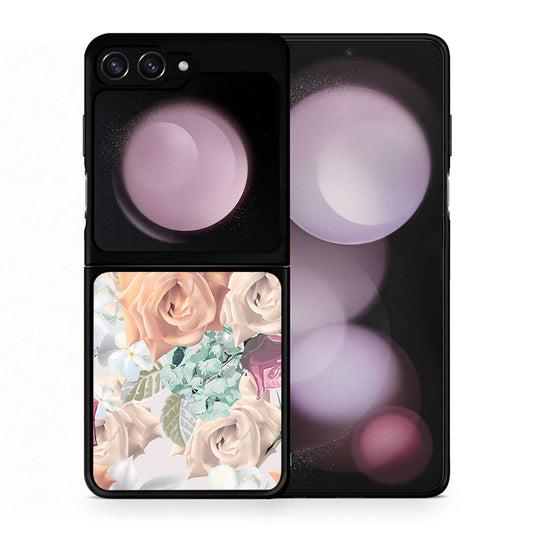 Θήκη Samsung Galaxy Z Flip5 Bouquet Floral από τη Smartfits με σχέδιο στο πίσω μέρος και μαύρο περίβλημα | Samsung Galaxy Z Flip5 Bouquet Floral case with colorful back and black bezels