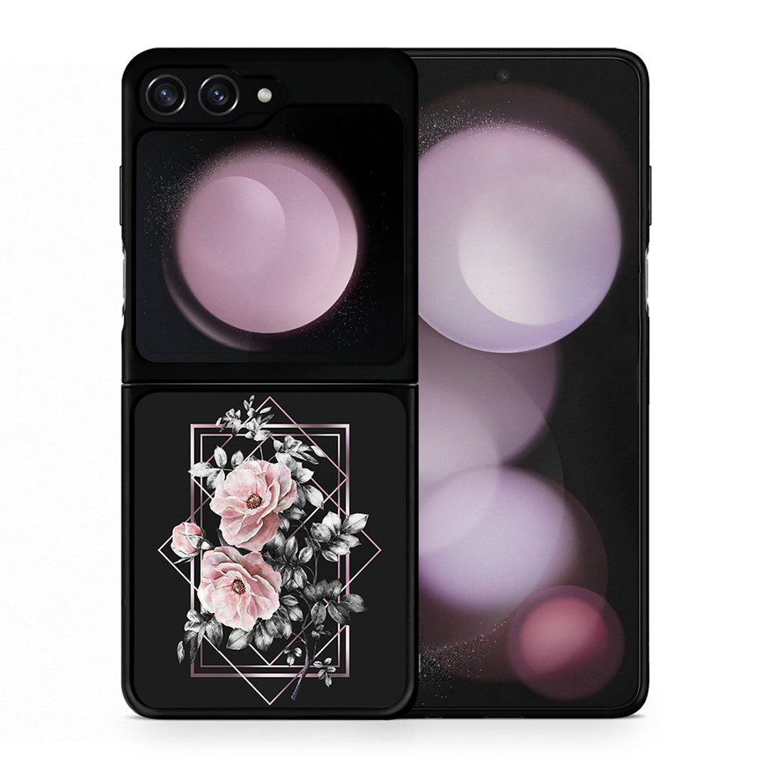 Θήκη Samsung Galaxy Z Flip5 Frame Flower από τη Smartfits με σχέδιο στο πίσω μέρος και μαύρο περίβλημα | Samsung Galaxy Z Flip5 Frame Flower case with colorful back and black bezels