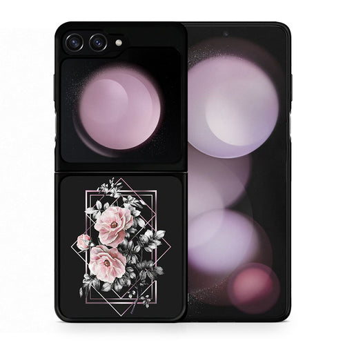 Θήκη Samsung Galaxy Z Flip5 Frame Flower από τη Smartfits με σχέδιο στο πίσω μέρος και μαύρο περίβλημα | Samsung Galaxy Z Flip5 Frame Flower case with colorful back and black bezels