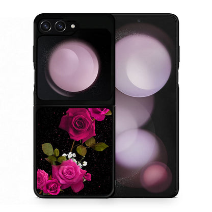 Θήκη Samsung Galaxy Z Flip5 Red Roses Flower από τη Smartfits με σχέδιο στο πίσω μέρος και μαύρο περίβλημα | Samsung Galaxy Z Flip5 Red Roses Flower case with colorful back and black bezels