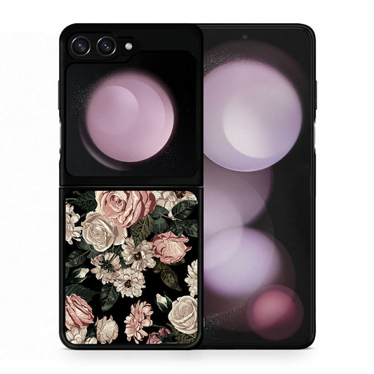 Θήκη Samsung Galaxy Z Flip5 Wild Roses Flower από τη Smartfits με σχέδιο στο πίσω μέρος και μαύρο περίβλημα | Samsung Galaxy Z Flip5 Wild Roses Flower case with colorful back and black bezels