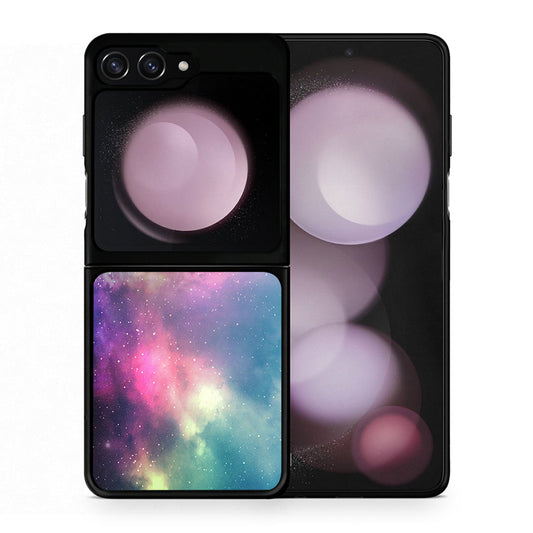 Θήκη Samsung Galaxy Z Flip5 Rainbow Galaxy από τη Smartfits με σχέδιο στο πίσω μέρος και μαύρο περίβλημα | Samsung Galaxy Z Flip5 Rainbow Galaxy case with colorful back and black bezels