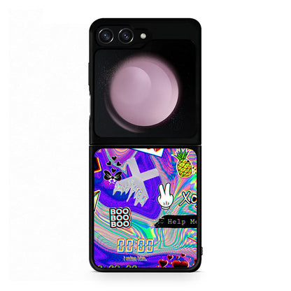 Samsung Galaxy Z Flip5 Game Over θήκη από τη Smartfits με σχέδιο στο πίσω μέρος και μαύρο περίβλημα | Smartphone case with colorful back and black bezels by Smartfits