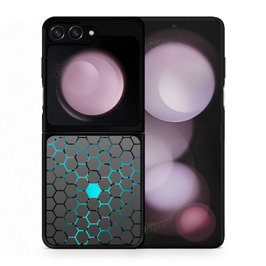 Θήκη Samsung Galaxy Z Flip5 Hexagonal Geometric από τη Smartfits με σχέδιο στο πίσω μέρος και μαύρο περίβλημα | Samsung Galaxy Z Flip5 Hexagonal Geometric case with colorful back and black bezels