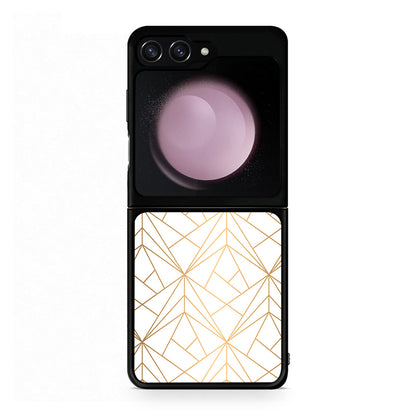 111 - Samsung Galaxy Z Flip5 Luxury White Geometric case, cover, bumper