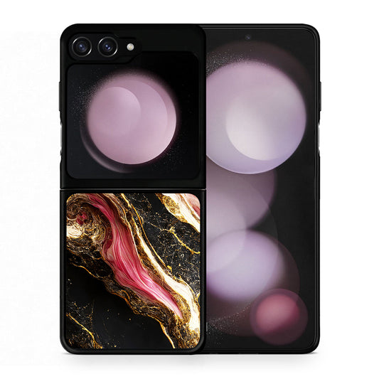 Θήκη Samsung Galaxy Z Flip5 Glamorous Pink Marble από τη Smartfits με σχέδιο στο πίσω μέρος και μαύρο περίβλημα | Samsung Galaxy Z Flip5 Glamorous Pink Marble case with colorful back and black bezels