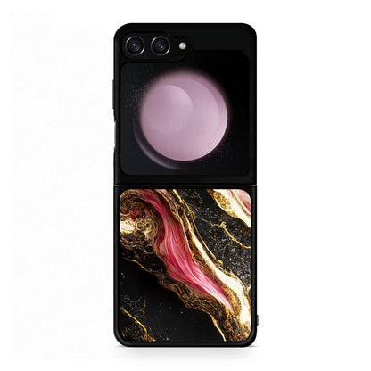 Samsung Galaxy Z Flip5 Glamorous Pink Marble θήκη από τη Smartfits με σχέδιο στο πίσω μέρος και μαύρο περίβλημα | Smartphone case with colorful back and black bezels by Smartfits