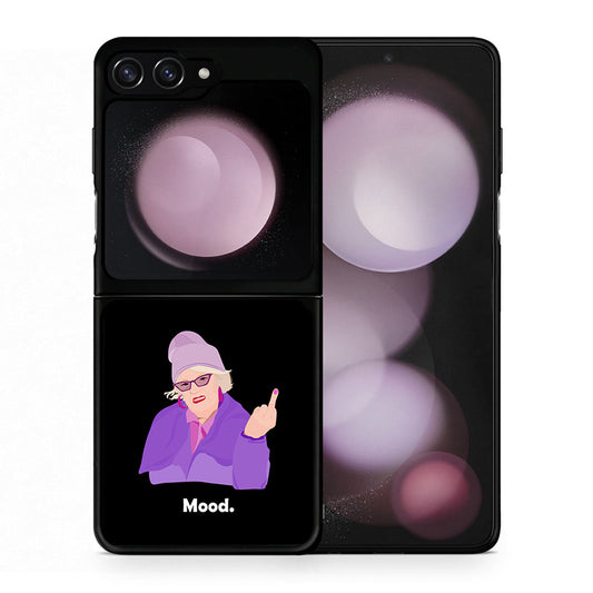 Θήκη Samsung Galaxy Z Flip5 Grandma Mood Black από τη Smartfits με σχέδιο στο πίσω μέρος και μαύρο περίβλημα | Samsung Galaxy Z Flip5 Grandma Mood Black case with colorful back and black bezels