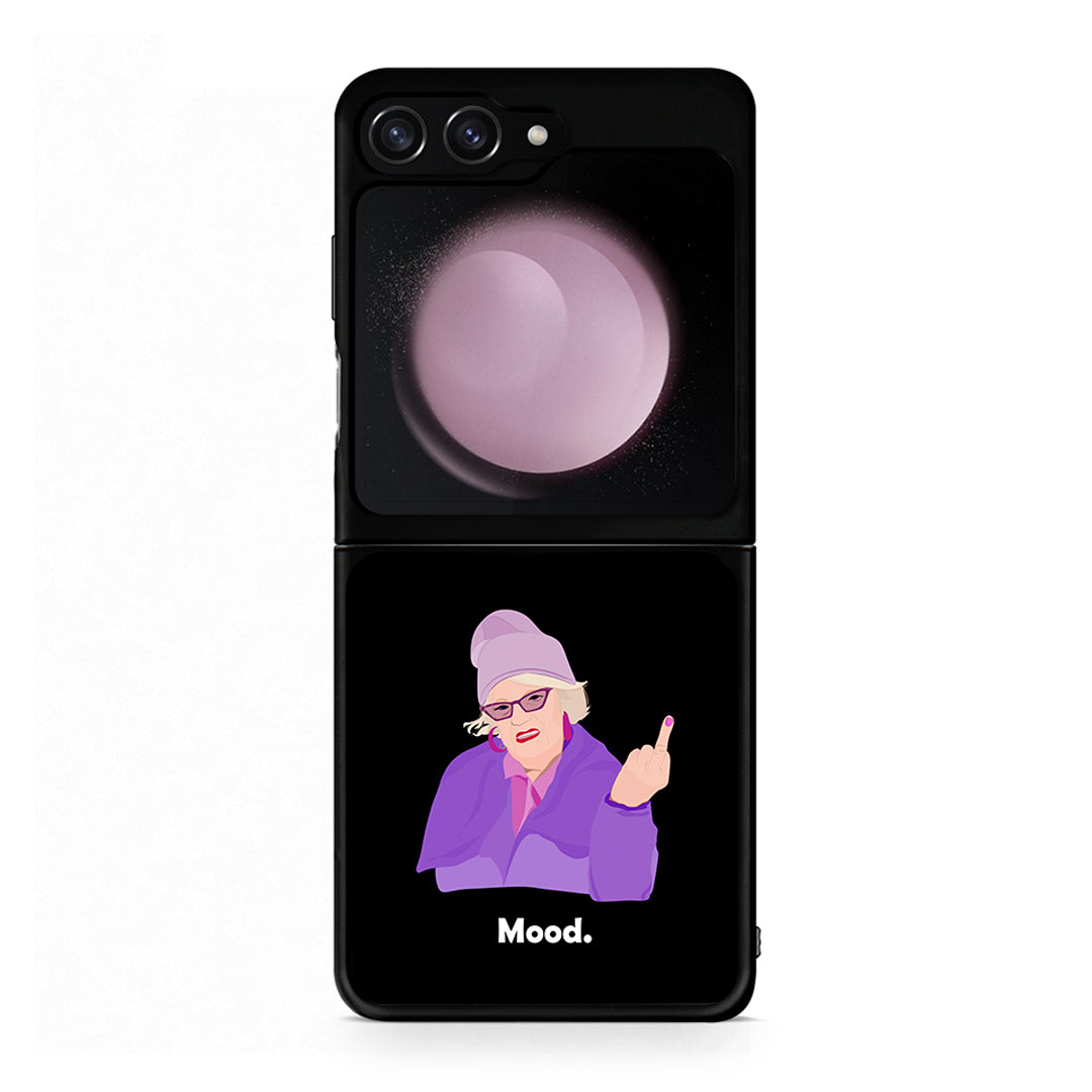 Samsung Galaxy Z Flip5 Grandma Mood Black θήκη από τη Smartfits με σχέδιο στο πίσω μέρος και μαύρο περίβλημα | Smartphone case with colorful back and black bezels by Smartfits