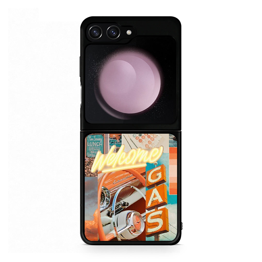 Samsung Galaxy Z Flip5 Groovy Babe Θήκη Αγίου Βαλεντίνου από τη Smartfits με σχέδιο στο πίσω μέρος και μαύρο περίβλημα | Smartphone case with colorful back and black bezels by Smartfits