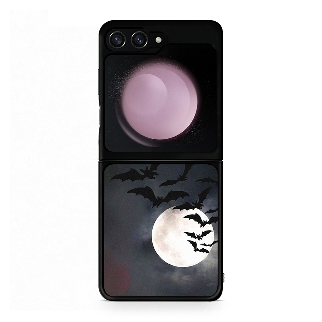 Samsung Galaxy Z Flip5 Halloween Bat Night Θήκη από τη Smartfits με σχέδιο στο πίσω μέρος και μαύρο περίβλημα | Smartphone case with colorful back and black bezels by Smartfits