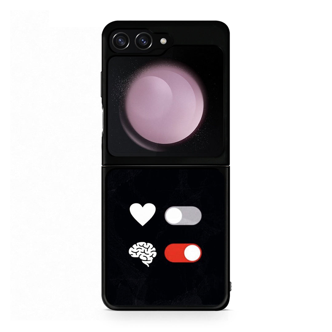 Samsung Galaxy Z Flip5 Heart Vs Brain Θήκη Αγίου Βαλεντίνου από τη Smartfits με σχέδιο στο πίσω μέρος και μαύρο περίβλημα | Smartphone case with colorful back and black bezels by Smartfits