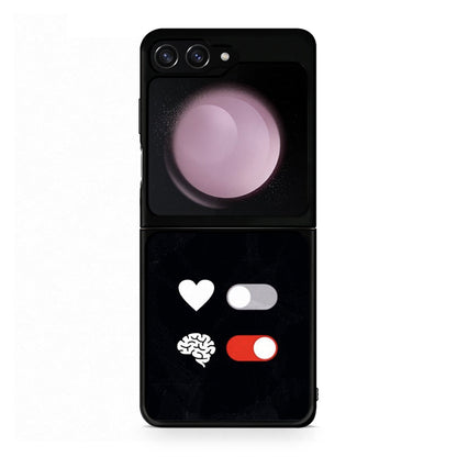 Samsung Galaxy Z Flip5 Heart Vs Brain Θήκη Αγίου Βαλεντίνου από τη Smartfits με σχέδιο στο πίσω μέρος και μαύρο περίβλημα | Smartphone case with colorful back and black bezels by Smartfits