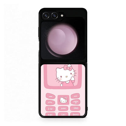 Samsung Galaxy Z Flip5 Hello Kitten Θήκη Αγίου Βαλεντίνου από τη Smartfits με σχέδιο στο πίσω μέρος και μαύρο περίβλημα | Smartphone case with colorful back and black bezels by Smartfits