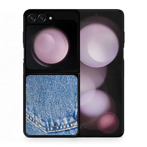 Θήκη Samsung Galaxy Z Flip5 Jeans Pocket από τη Smartfits με σχέδιο στο πίσω μέρος και μαύρο περίβλημα | Samsung Galaxy Z Flip5 Jeans Pocket case with colorful back and black bezels