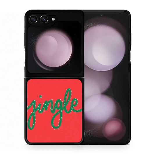 Θήκη Samsung Galaxy Z Flip5 Jingle Xmas από τη Smartfits με σχέδιο στο πίσω μέρος και μαύρο περίβλημα | Samsung Galaxy Z Flip5 Jingle Xmas case with colorful back and black bezels