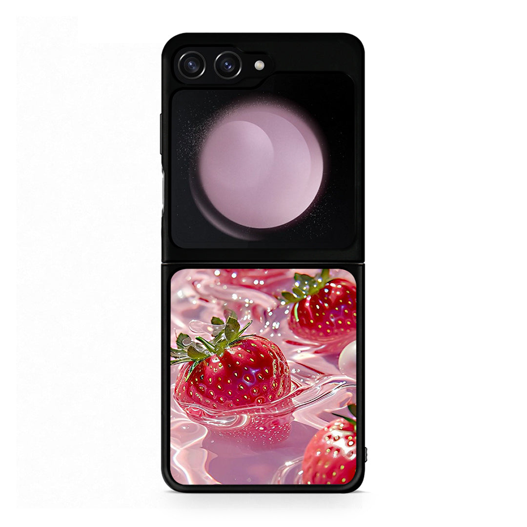 Samsung Galaxy Z Flip5 Juicy Strawberries θήκη από τη Smartfits με σχέδιο στο πίσω μέρος και μαύρο περίβλημα | Smartphone case with colorful back and black bezels by Smartfits