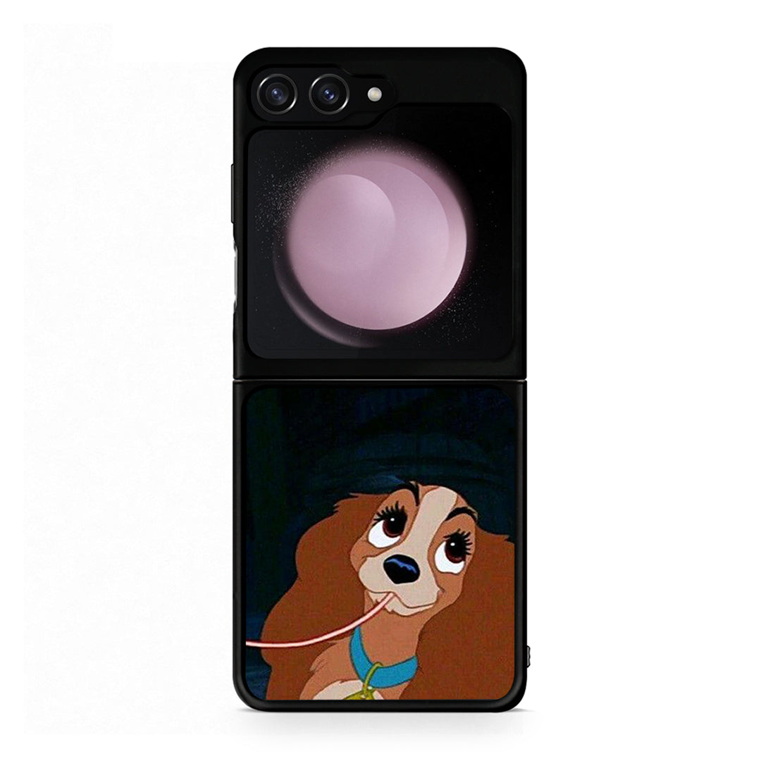 Samsung Galaxy Z Flip5 Lady And Tramp 2 Θήκη Αγίου Βαλεντίνου από τη Smartfits με σχέδιο στο πίσω μέρος και μαύρο περίβλημα | Smartphone case with colorful back and black bezels by Smartfits