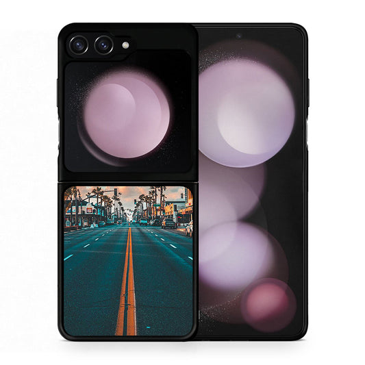 Θήκη Samsung Galaxy Z Flip5 City Landscape από τη Smartfits με σχέδιο στο πίσω μέρος και μαύρο περίβλημα | Samsung Galaxy Z Flip5 City Landscape case with colorful back and black bezels