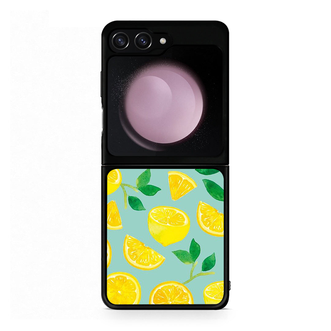 Samsung Galaxy Z Flip5 Lemons θήκη από τη Smartfits με σχέδιο στο πίσω μέρος και μαύρο περίβλημα | Smartphone case with colorful back and black bezels by Smartfits