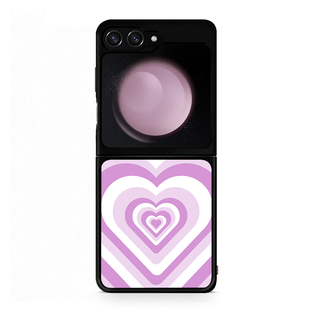 Samsung Galaxy Z Flip5 Lilac Hearts θήκη από τη Smartfits με σχέδιο στο πίσω μέρος και μαύρο περίβλημα | Smartphone case with colorful back and black bezels by Smartfits