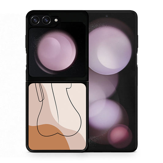 Θήκη Samsung Galaxy Z Flip5 LineArt Woman από τη Smartfits με σχέδιο στο πίσω μέρος και μαύρο περίβλημα | Samsung Galaxy Z Flip5 LineArt Woman case with colorful back and black bezels