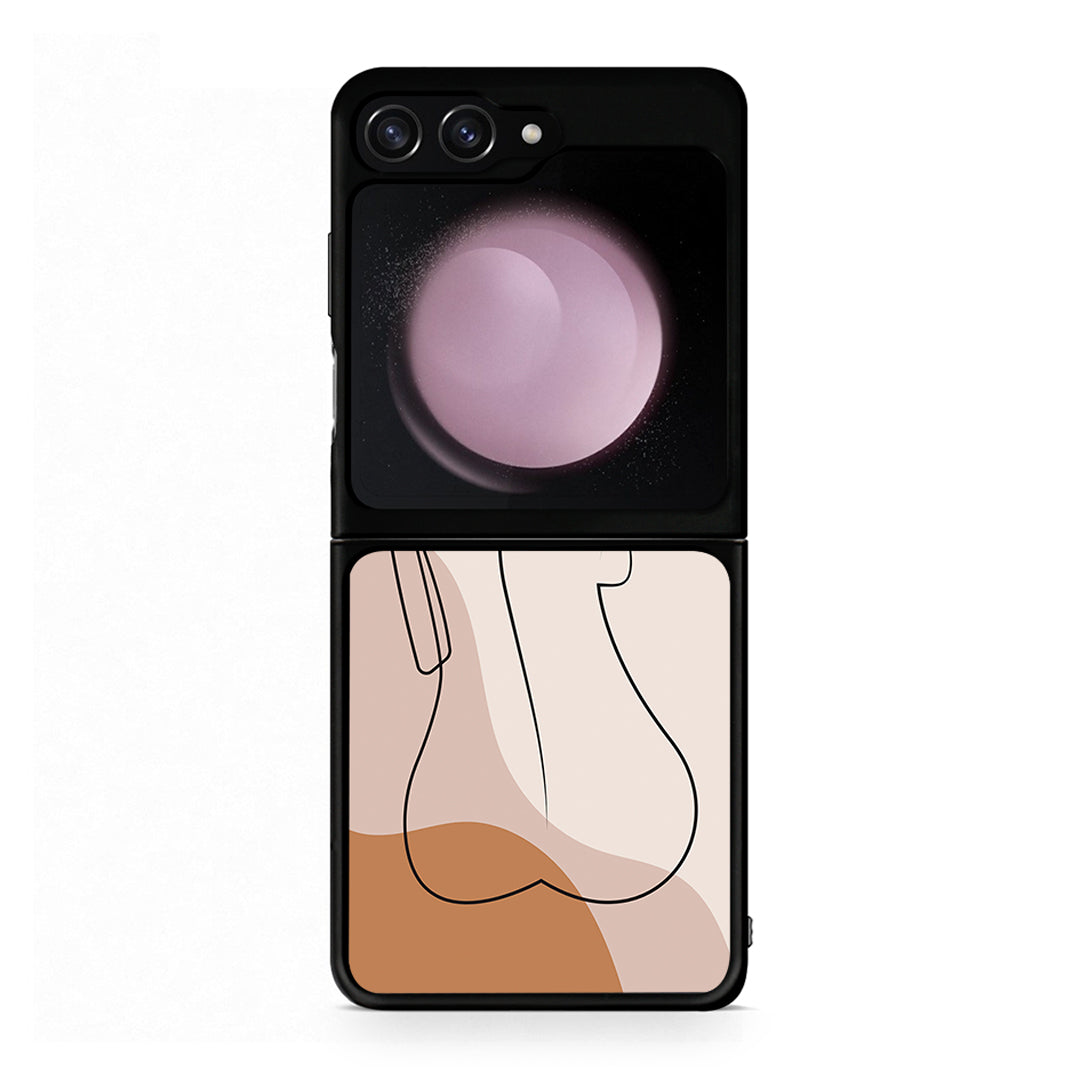Samsung Galaxy Z Flip5 LineArt Woman θήκη από τη Smartfits με σχέδιο στο πίσω μέρος και μαύρο περίβλημα | Smartphone case with colorful back and black bezels by Smartfits