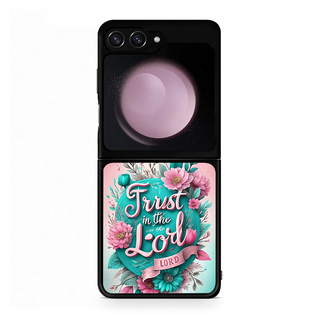 Samsung Galaxy Z Flip5 Lord Trust θήκη από τη Smartfits με σχέδιο στο πίσω μέρος και μαύρο περίβλημα | Smartphone case with colorful back and black bezels by Smartfits