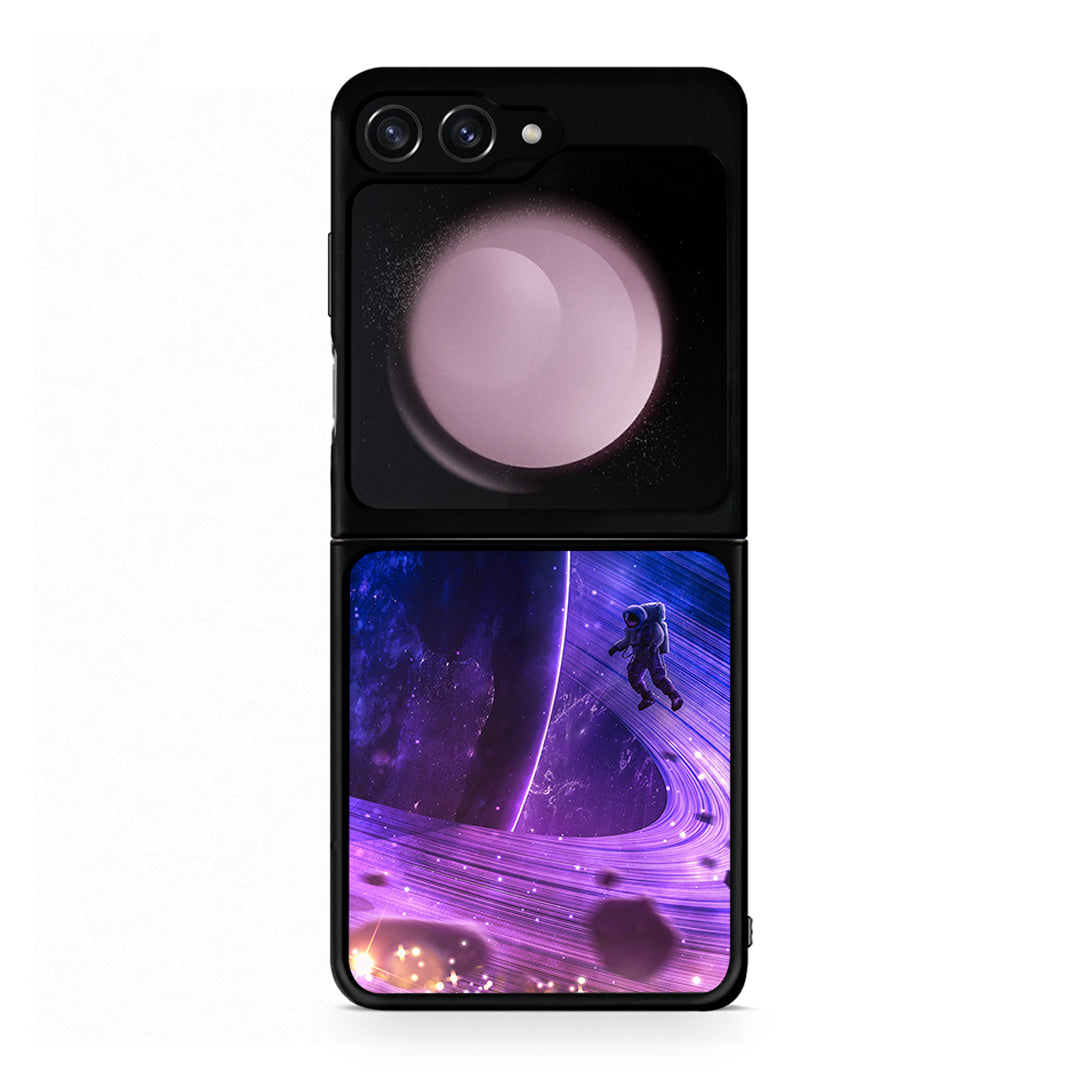 Samsung Galaxy Z Flip5 Lost Astronaut θήκη από τη Smartfits με σχέδιο στο πίσω μέρος και μαύρο περίβλημα | Smartphone case with colorful back and black bezels by Smartfits
