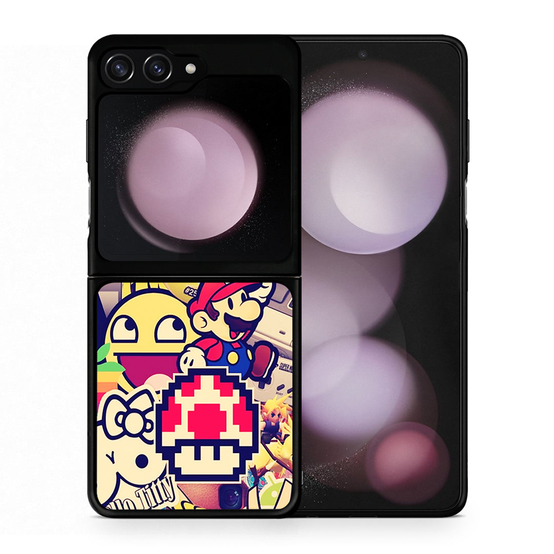 Θήκη Samsung Galaxy Z Flip5 Love The 90s από τη Smartfits με σχέδιο στο πίσω μέρος και μαύρο περίβλημα | Samsung Galaxy Z Flip5 Love The 90s case with colorful back and black bezels