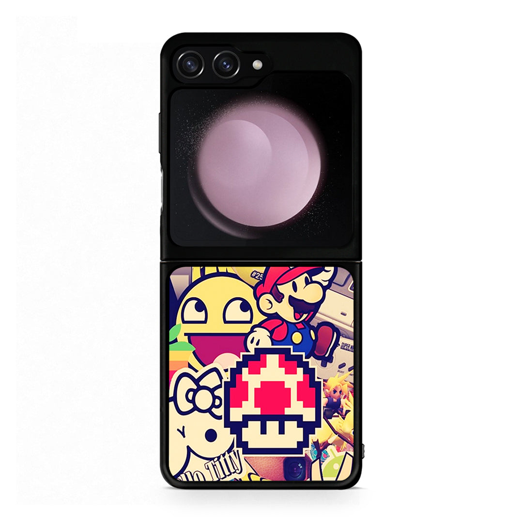 Samsung Galaxy Z Flip5 Love The 90s θήκη από τη Smartfits με σχέδιο στο πίσω μέρος και μαύρο περίβλημα | Smartphone case with colorful back and black bezels by Smartfits
