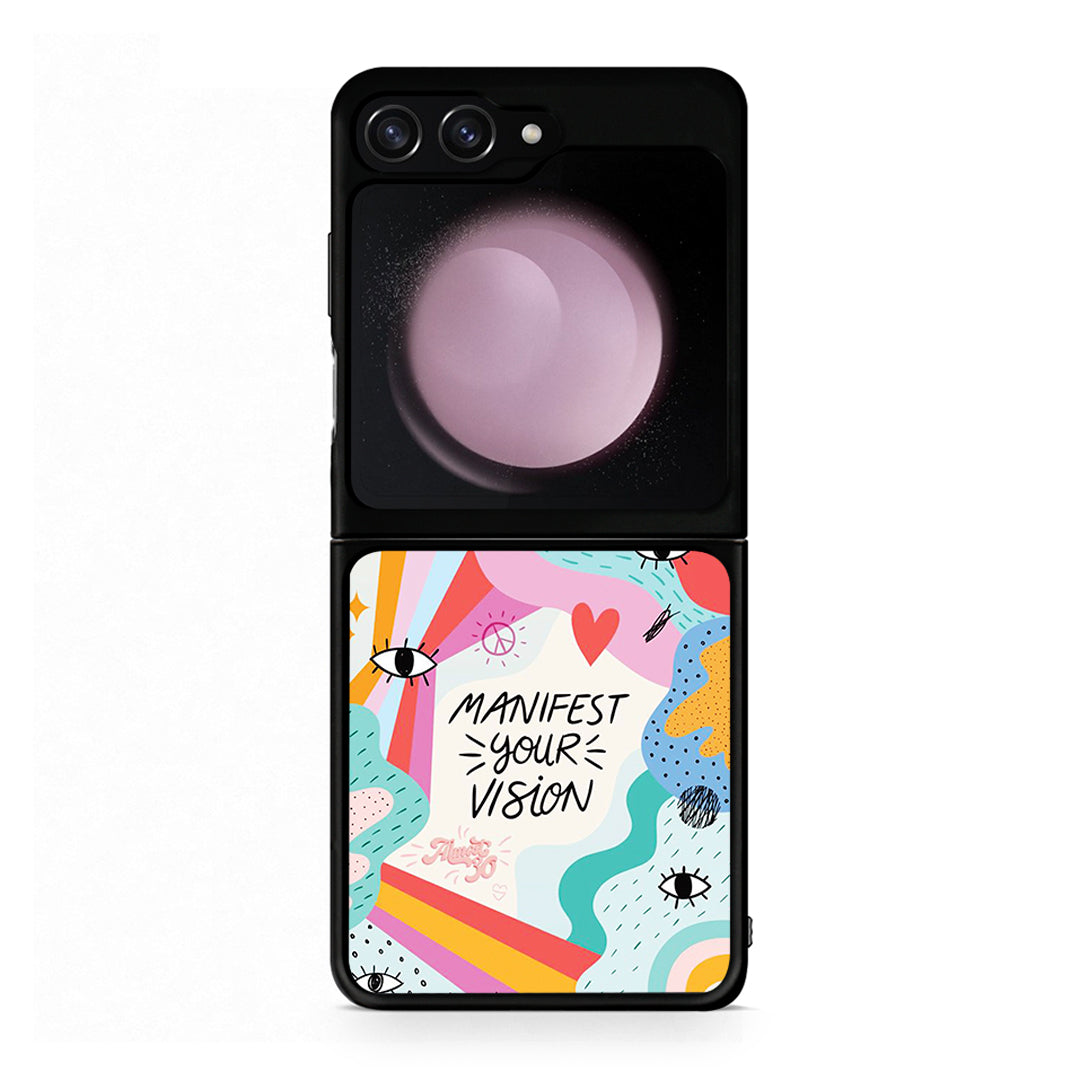Samsung Galaxy Z Flip5 Manifest Your Vision θήκη από τη Smartfits με σχέδιο στο πίσω μέρος και μαύρο περίβλημα | Smartphone case with colorful back and black bezels by Smartfits
