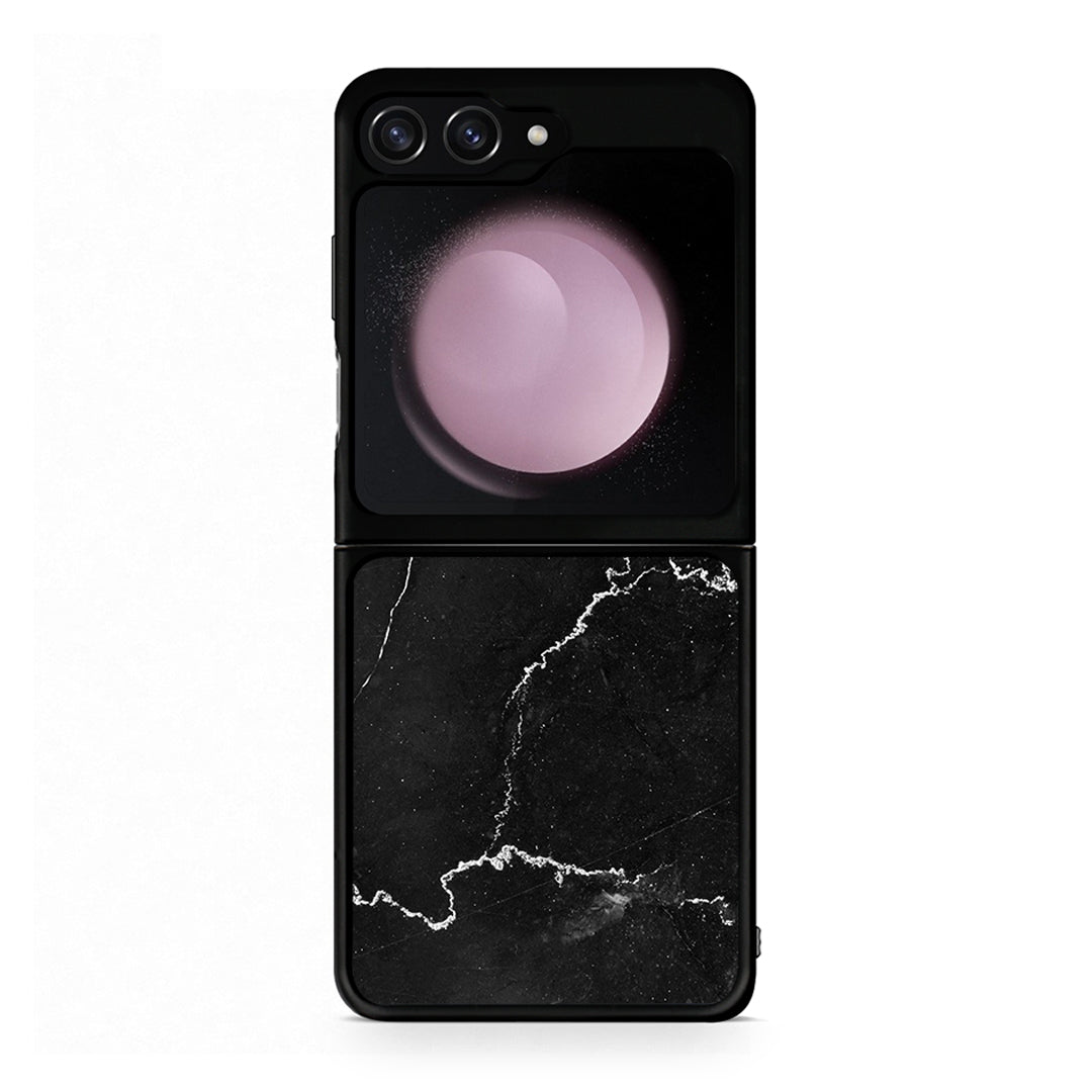 Samsung Galaxy Z Flip5 Marble Black θήκη από τη Smartfits με σχέδιο στο πίσω μέρος και μαύρο περίβλημα | Smartphone case with colorful back and black bezels by Smartfits