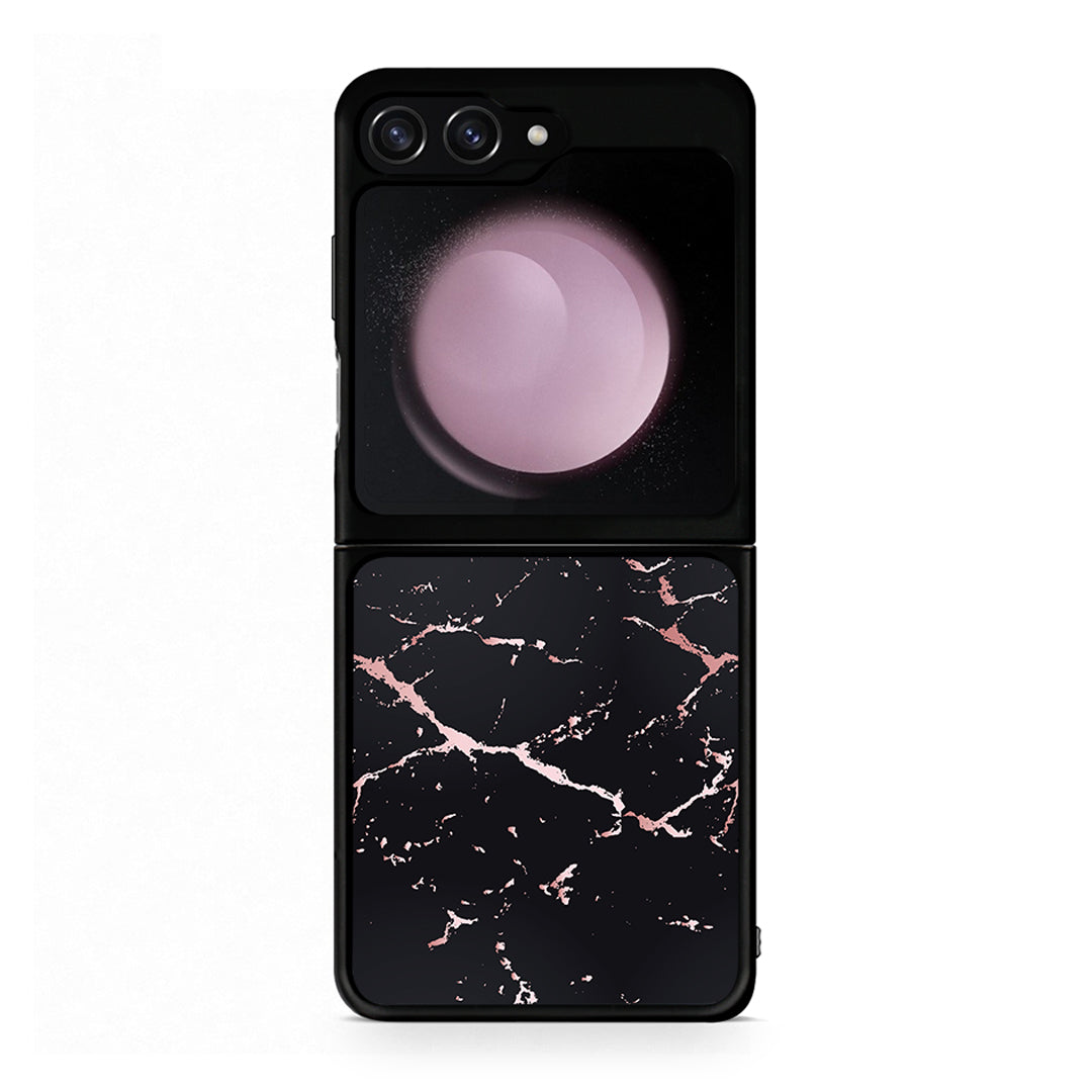 4 - Samsung Galaxy Z Flip5 Black Rosegold Marble case, cover, bumper