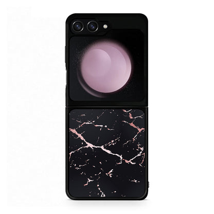 4 - Samsung Galaxy Z Flip5 Black Rosegold Marble case, cover, bumper